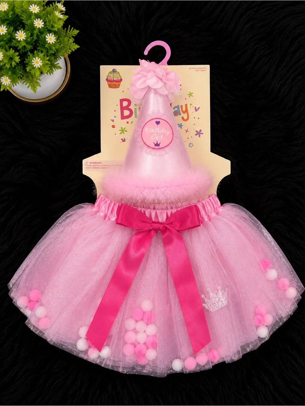 NWT Girls 2-Piece Birthday Girl Tutu & Party Hat Set